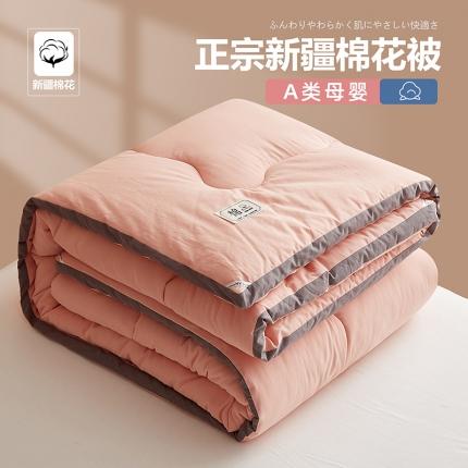 91家纺网 家纺一手货源 找家纺 暖阳 2023新款A类水洗棉50%纯色日系冬被新疆棉花被豆绿