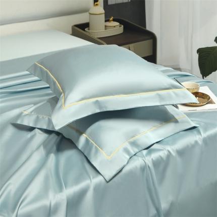 八十八家纺 100支A类贡缎新疆长绒棉全面素色单品系列-枕套 水波蓝