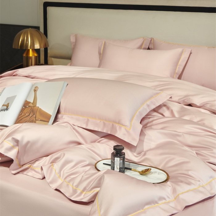 91家纺网 家纺一手货源 找家纺 八十八2022新款贡缎新疆长绒棉系列-四件套 芭比粉