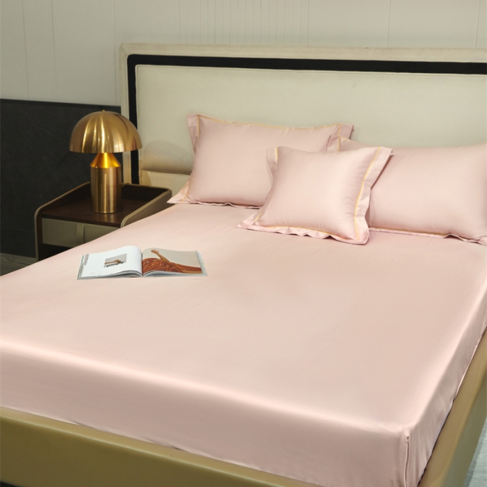 91家纺网 家纺一手货源 找家纺 八十八2022新款贡缎新疆长绒棉系列-四件套 芭比粉