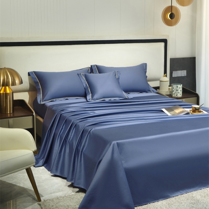 91家纺网 家纺一手货源 找家纺 八十八2022新款贡缎新疆长绒棉系列-四件套 宝石蓝