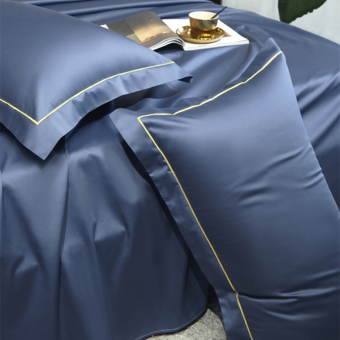 91家纺网 家纺一手货源 找家纺 八十八2022新款贡缎新疆长绒棉系列-四件套 宝石蓝