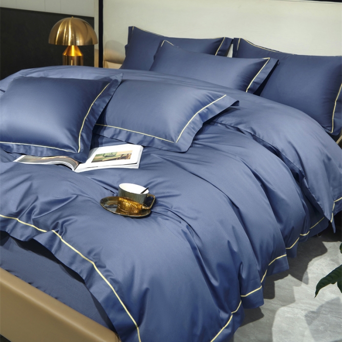 91家纺网 家纺一手货源 找家纺 八十八2022新款贡缎新疆长绒棉系列-四件套 宝石蓝