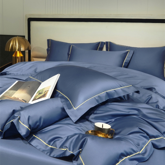 91家纺网 家纺一手货源 找家纺 八十八2022新款贡缎新疆长绒棉系列-四件套 宝石蓝