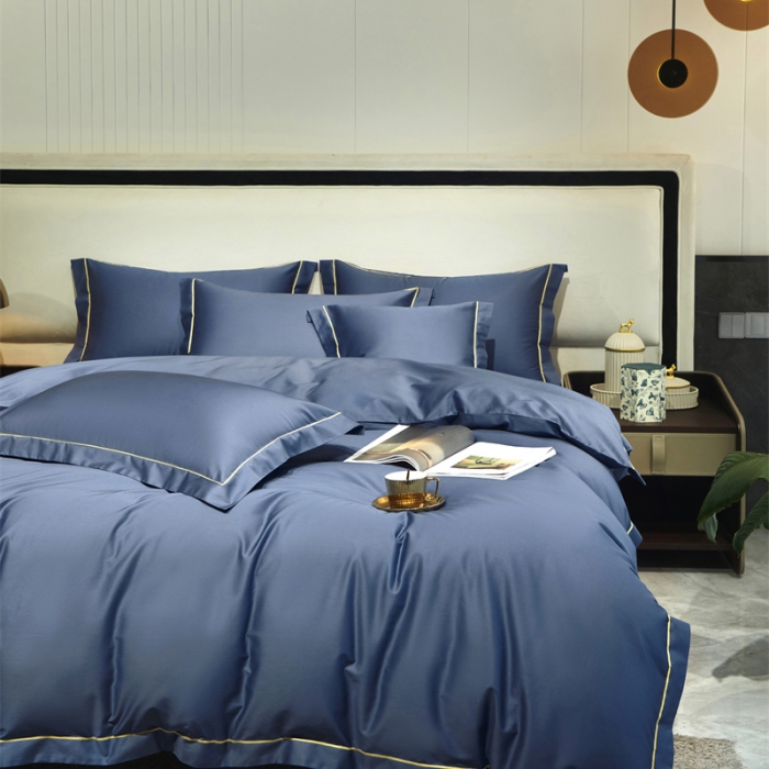 91家纺网 家纺一手货源 找家纺 八十八2022新款贡缎新疆长绒棉系列-四件套 宝石蓝