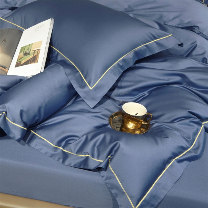 91家纺网 家纺一手货源 找家纺 八十八2022新款贡缎新疆长绒棉系列-四件套 宝石蓝