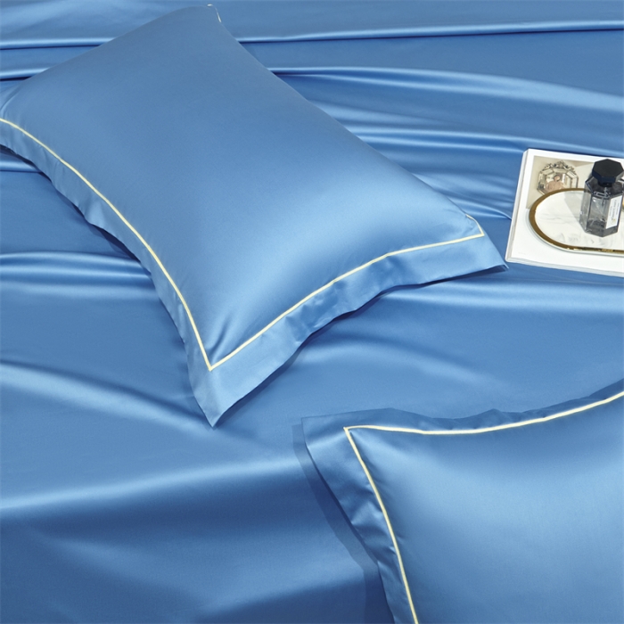 91家纺网 家纺一手货源 找家纺 八十八2022新款贡缎新疆长绒棉系列-四件套 宾利蓝