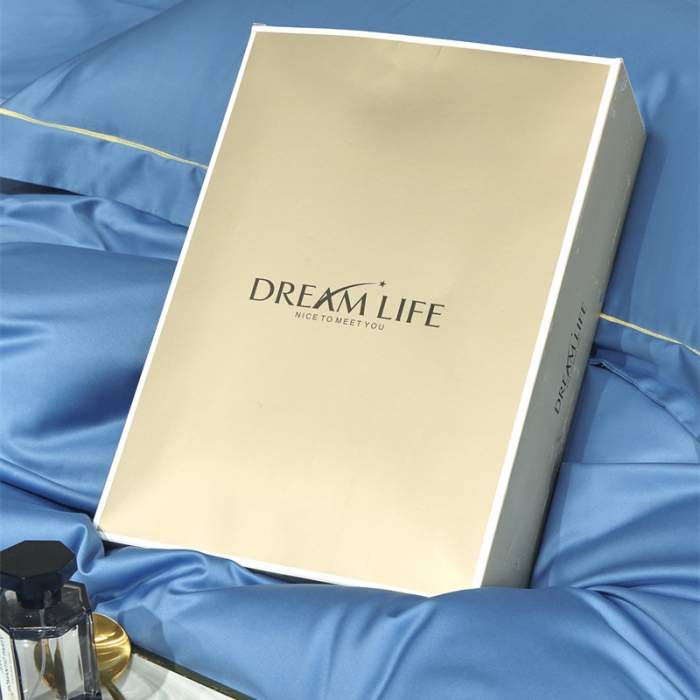 91家纺网 家纺一手货源 找家纺 八十八2022新款贡缎新疆长绒棉系列-四件套 宾利蓝