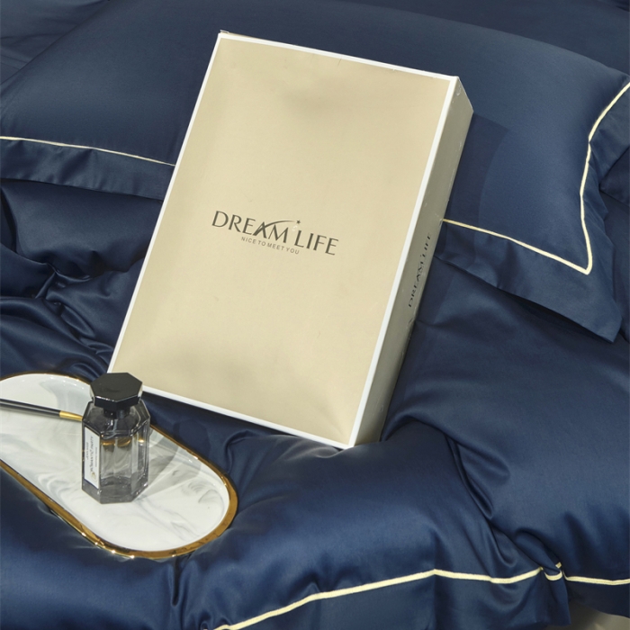 91家纺网 家纺一手货源 找家纺 八十八2022新款贡缎新疆长绒棉系列-四件套 布鲁蓝