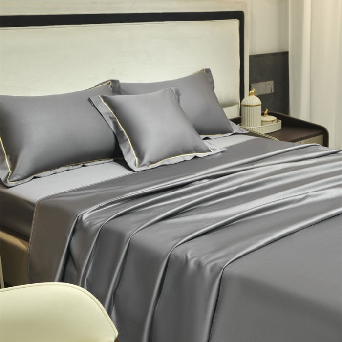 91家纺网 家纺一手货源 找家纺 八十八2022新款贡缎新疆长绒棉系列-四件套 高级灰