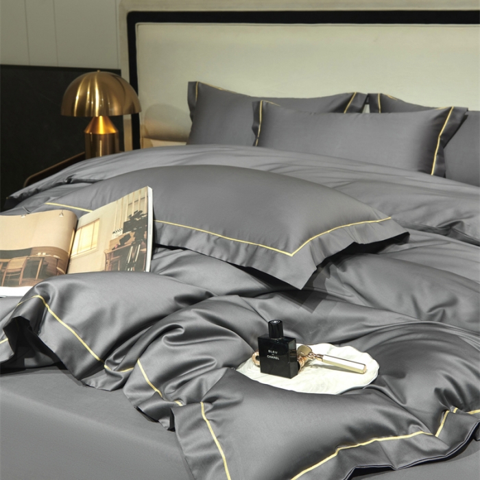 91家纺网 家纺一手货源 找家纺 八十八2022新款贡缎新疆长绒棉系列-四件套 高级灰