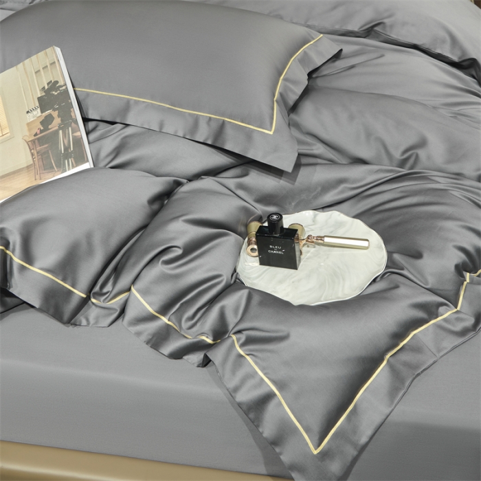 91家纺网 家纺一手货源 找家纺 八十八2022新款贡缎新疆长绒棉系列-四件套 高级灰