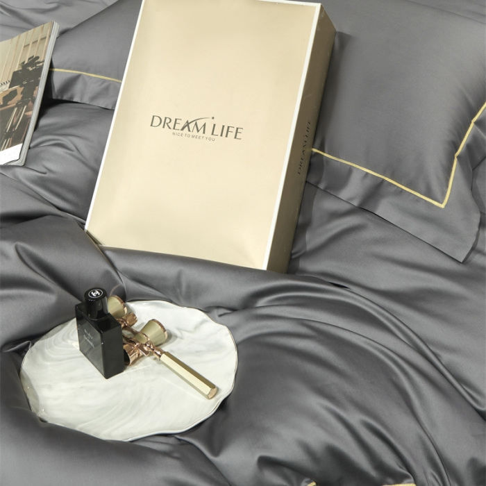 91家纺网 家纺一手货源 找家纺 八十八2022新款贡缎新疆长绒棉系列-四件套 高级灰