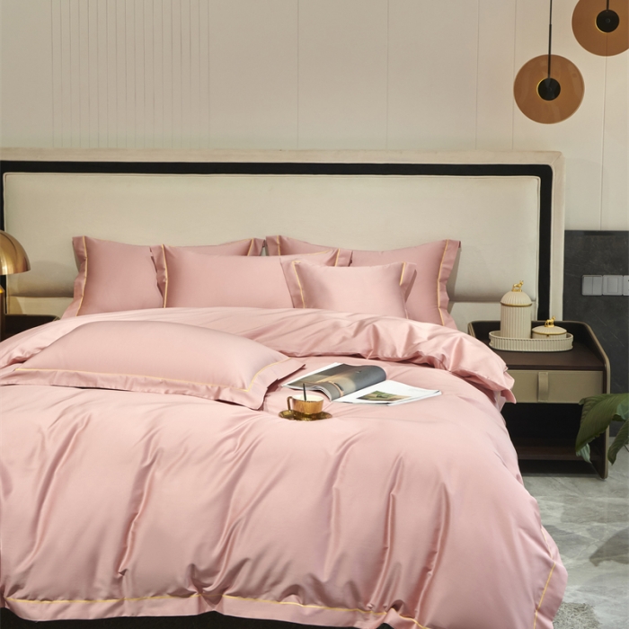 91家纺网 家纺一手货源 找家纺 八十八2022新款贡缎新疆长绒棉系列-四件套 浅粉玉