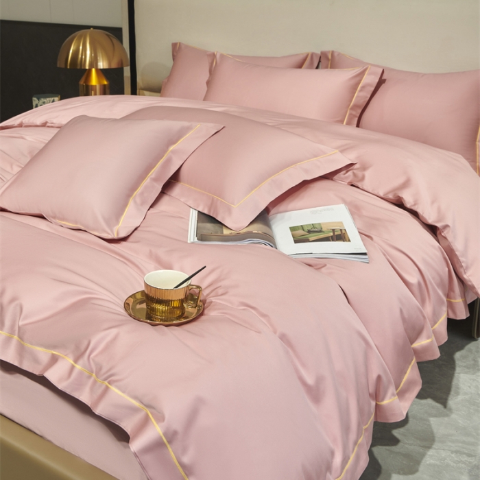 91家纺网 家纺一手货源 找家纺 八十八2022新款贡缎新疆长绒棉系列-四件套 浅粉玉