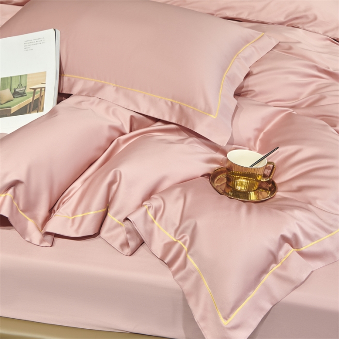 91家纺网 家纺一手货源 找家纺 八十八2022新款贡缎新疆长绒棉系列-四件套 浅粉玉