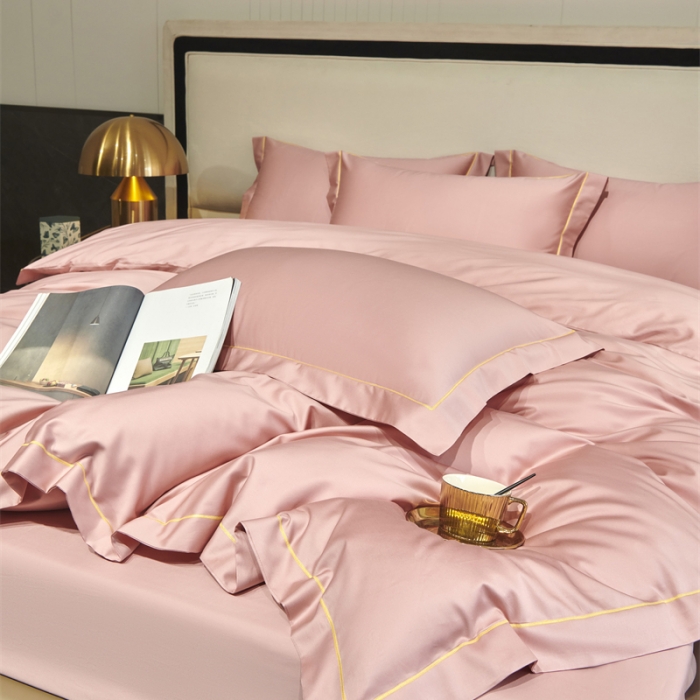 91家纺网 家纺一手货源 找家纺 八十八2022新款贡缎新疆长绒棉系列-四件套 浅粉玉