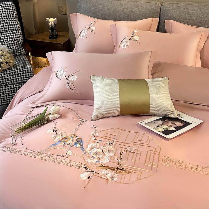 91家纺网 家纺一手货源 找家纺 2025新款140支澳棉纯棉刺绣绣花四件套 年华