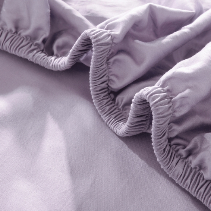 91家纺网 家纺一手货源 找家纺 2021新款60支长绒棉纯色床笠三件套床盖床单四季款 柔云紫