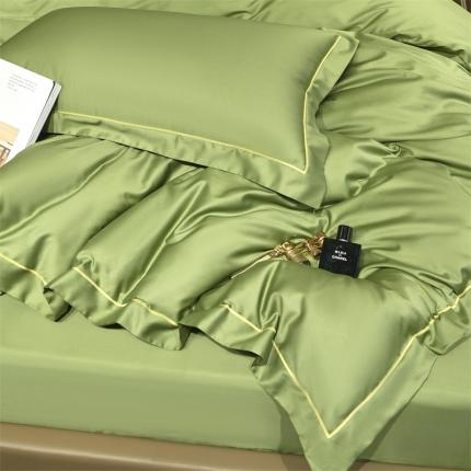 91家纺网 家纺一手货源 找家纺 八十八贡缎新疆长绒棉被套（任意尺寸可定制）抹茶绿