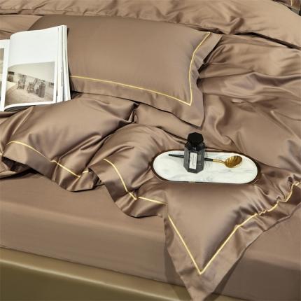 91家纺网 家纺一手货源 找家纺 八十八贡缎新疆长绒棉被套（任意尺寸可定制）太妃咖