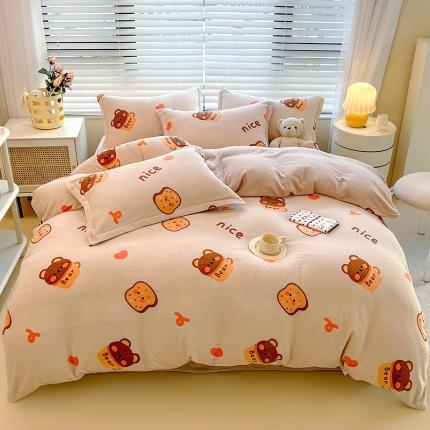 91家纺网 家纺一手货源 找家纺 （总）兄弟坊 2022新款牛奶绒印花四件套