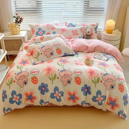 91家纺网 家纺一手货源 找家纺 （总）兄弟坊 2022新款牛奶绒印花四件套