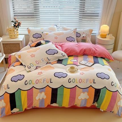 91家纺网 家纺一手货源 找家纺 （总）兄弟坊 2022新款牛奶绒印花四件套