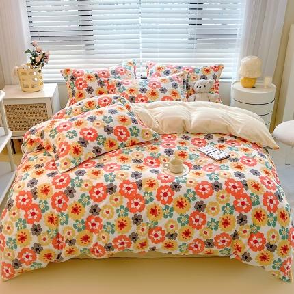 91家纺网 家纺一手货源 找家纺 （总）兄弟坊 2022新款牛奶绒印花四件套