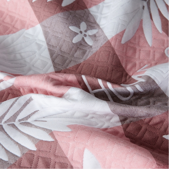 91家纺网 家纺一手货源 找家纺 朴尔 2022新款优棉格调风三层纱布枕巾（一对） 枫叶-粉（52*78）