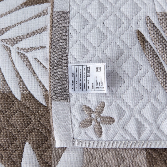 91家纺网 家纺一手货源 找家纺 朴尔 2022新款优棉格调风三层纱布枕巾（一对） 枫叶-咖（52*78）