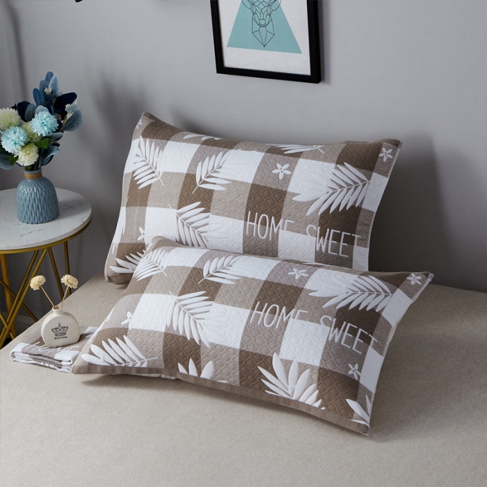 91家纺网 家纺一手货源 找家纺 朴尔 2022新款优棉格调风三层纱布枕巾（一对） 枫叶-咖（52*78）