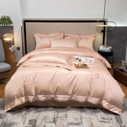 91家纺网 家纺一手货源 找家纺 爱缦 2022新款梦芭莎系列100支长绒棉奥棉四件套 流金粉