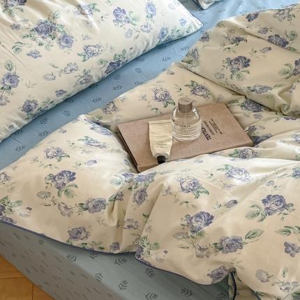 91家纺网 家纺一手货源 找家纺 顾里家纺 2023新款法式复古嵌绳全棉四件套 蓝海之恋