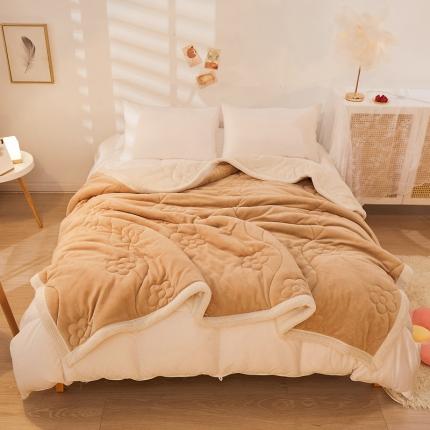 91家纺网 家纺一手货源 找家纺 （总）苏拉 2023新款牛奶绒夹棉绗绣三层毯