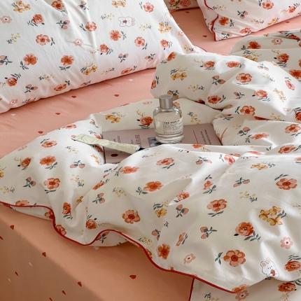 91家纺网 家纺一手货源 找家纺 顾里家纺 2023新款法式复古嵌绳全棉四件套 花间兔