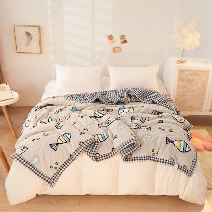 91家纺网 家纺一手货源 找家纺 （总）苏拉 2023新款牛奶绒夹棉绗绣三层毯