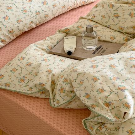 91家纺网 家纺一手货源 找家纺 顾里家纺 2023新款法式复古嵌绳全棉四件套 花季