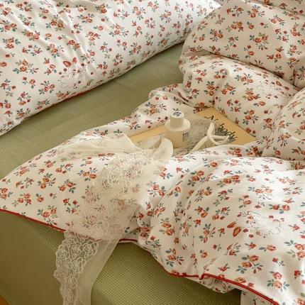 91家纺网 家纺一手货源 找家纺 顾里家纺 2023新款法式复古嵌绳全棉四件套 安妮兔