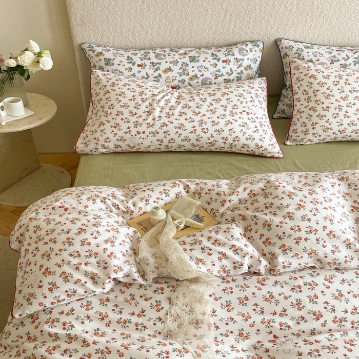 91家纺网 家纺一手货源 找家纺 顾里家纺 2023新款法式复古嵌绳全棉四件套 安妮兔