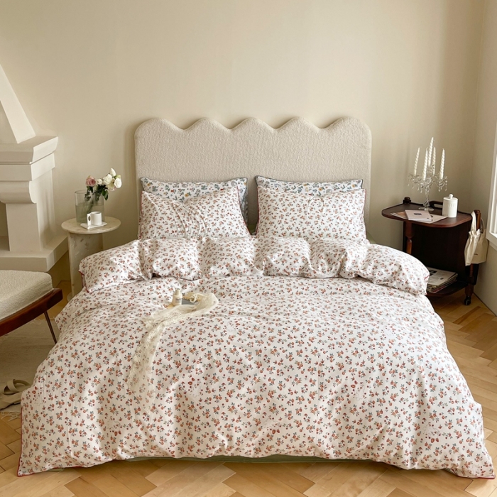 91家纺网 家纺一手货源 找家纺 顾里家纺 2023新款法式复古嵌绳全棉四件套 安妮兔