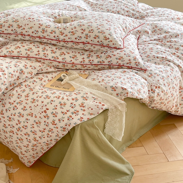 91家纺网 家纺一手货源 找家纺 顾里家纺 2023新款法式复古嵌绳全棉四件套 安妮兔