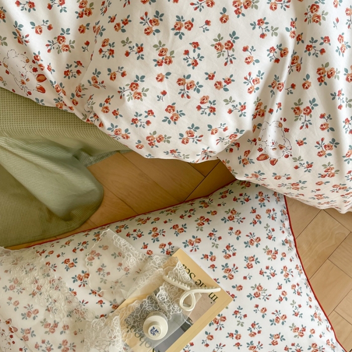 91家纺网 家纺一手货源 找家纺 顾里家纺 2023新款法式复古嵌绳全棉四件套 安妮兔