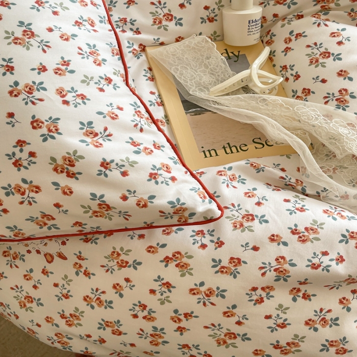 91家纺网 家纺一手货源 找家纺 顾里家纺 2023新款法式复古嵌绳全棉四件套 安妮兔