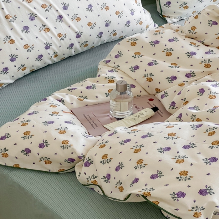 91家纺网 家纺一手货源 找家纺 顾里家纺 2023新款法式复古嵌绳全棉四件套 可可里