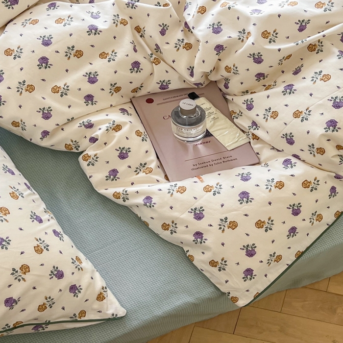 91家纺网 家纺一手货源 找家纺 顾里家纺 2023新款法式复古嵌绳全棉四件套 可可里