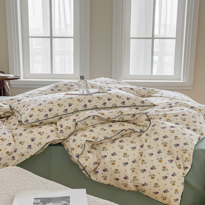 91家纺网 家纺一手货源 找家纺 顾里家纺 2023新款法式复古嵌绳全棉四件套 可可里