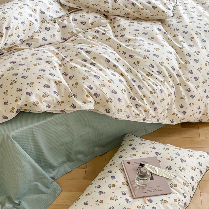 91家纺网 家纺一手货源 找家纺 顾里家纺 2023新款法式复古嵌绳全棉四件套 可可里