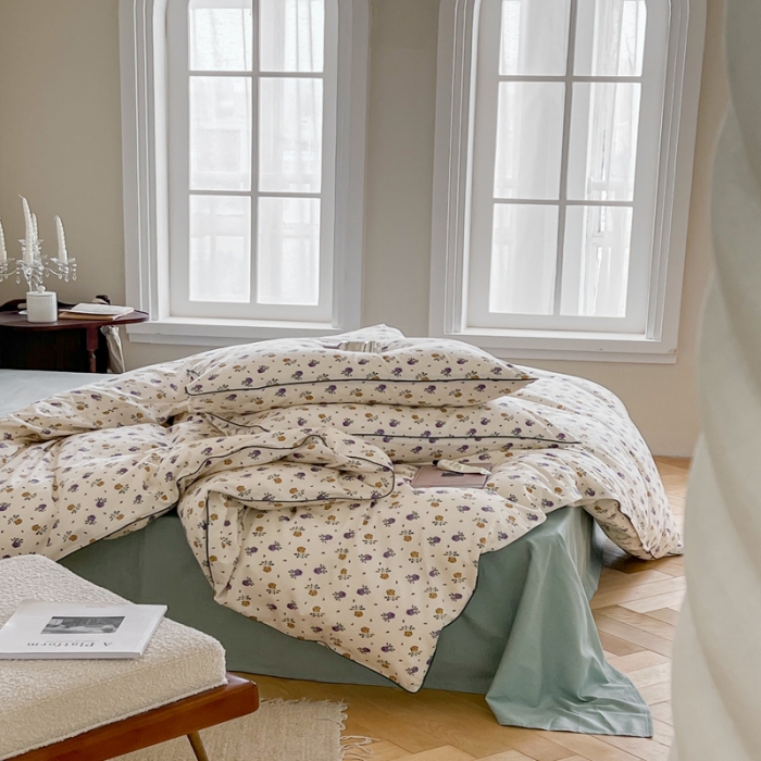 91家纺网 家纺一手货源 找家纺 顾里家纺 2023新款法式复古嵌绳全棉四件套 可可里