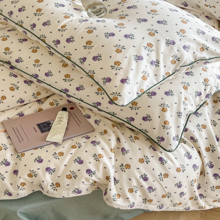 91家纺网 家纺一手货源 找家纺 顾里家纺 2023新款法式复古嵌绳全棉四件套 可可里